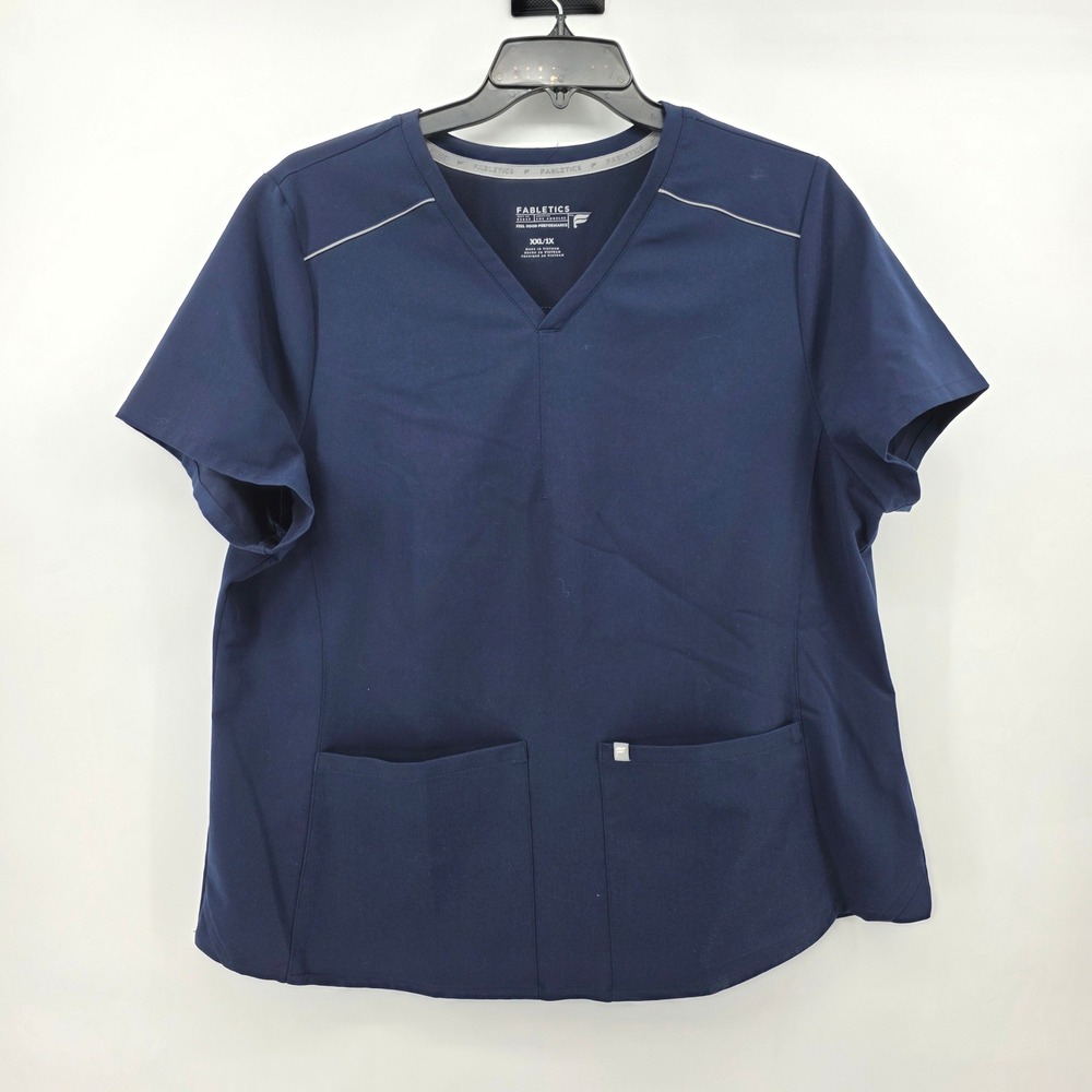 Fabletics Feel Good Performance Medical Workwear Scrub Top Navy Womens XXL/1X